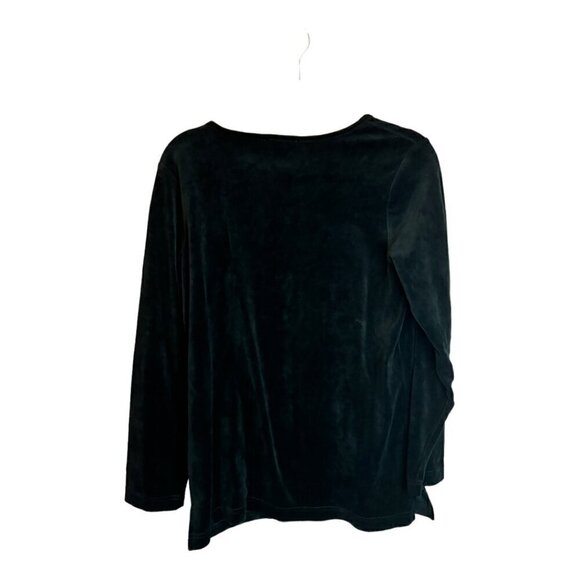 Quacker Factory Sweatshirt Women's Size Large Bedazzled Velvet Velour Black - Picture 2 of 3